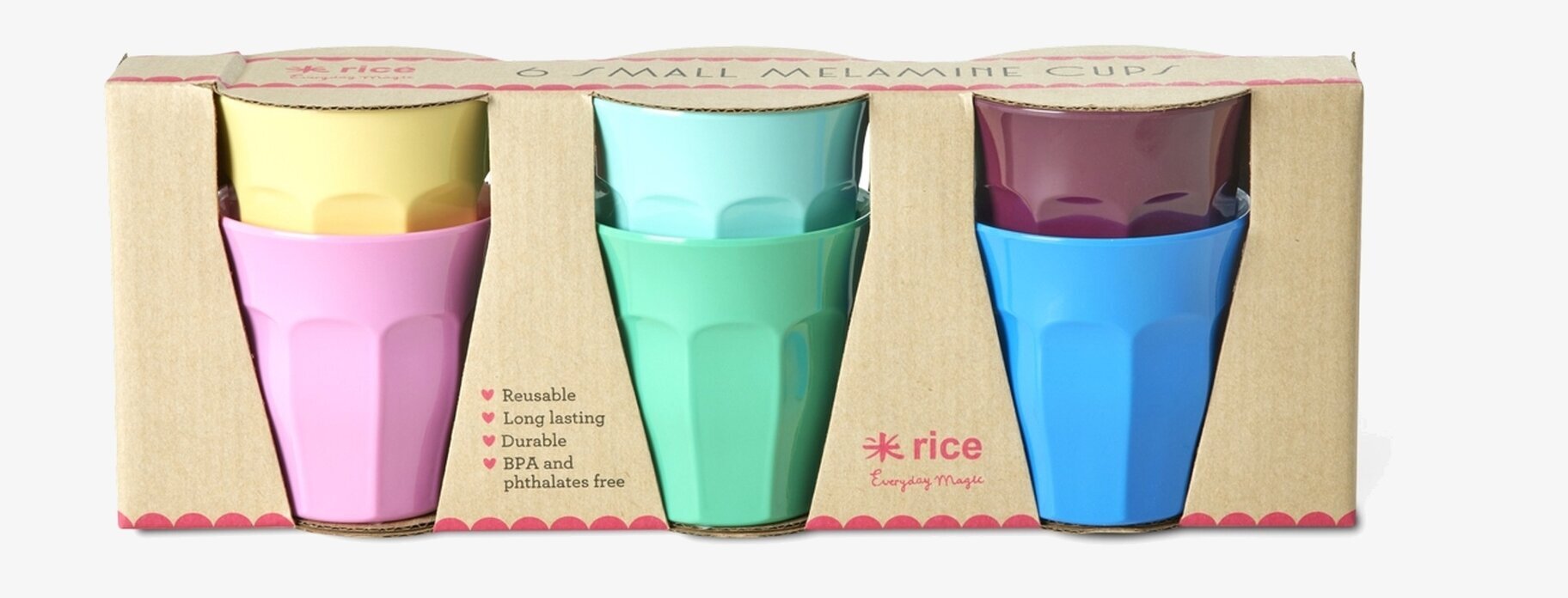 Små Muggar Melamin 6-pack Rice Melaminmuggar Lattemuggar i melamin Melaminkoppar