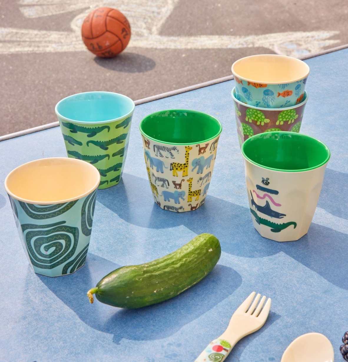 Små Muggar 6-pack Wildlife Print Mint Rice Melaminmuggar Lattemuggar i melamin Melaminkoppar