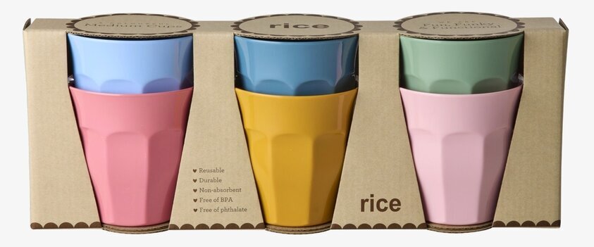 Muggar Melamin 6-pack - All You Need Is Love Rice Melaminmuggar Lattemuggar i melamin Melaminkoppar