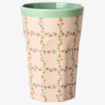 Mugg Latte Checkered Stencil Print Rice Melaminmuggar Lattemuggar i melamin Melaminkoppar