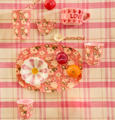 Tallrik Alison Flower Print Mugg Latte Melaminmugg Skål Liten Rice Tallrikar Djupa tallrikar (ej skål) Desserttallrikar