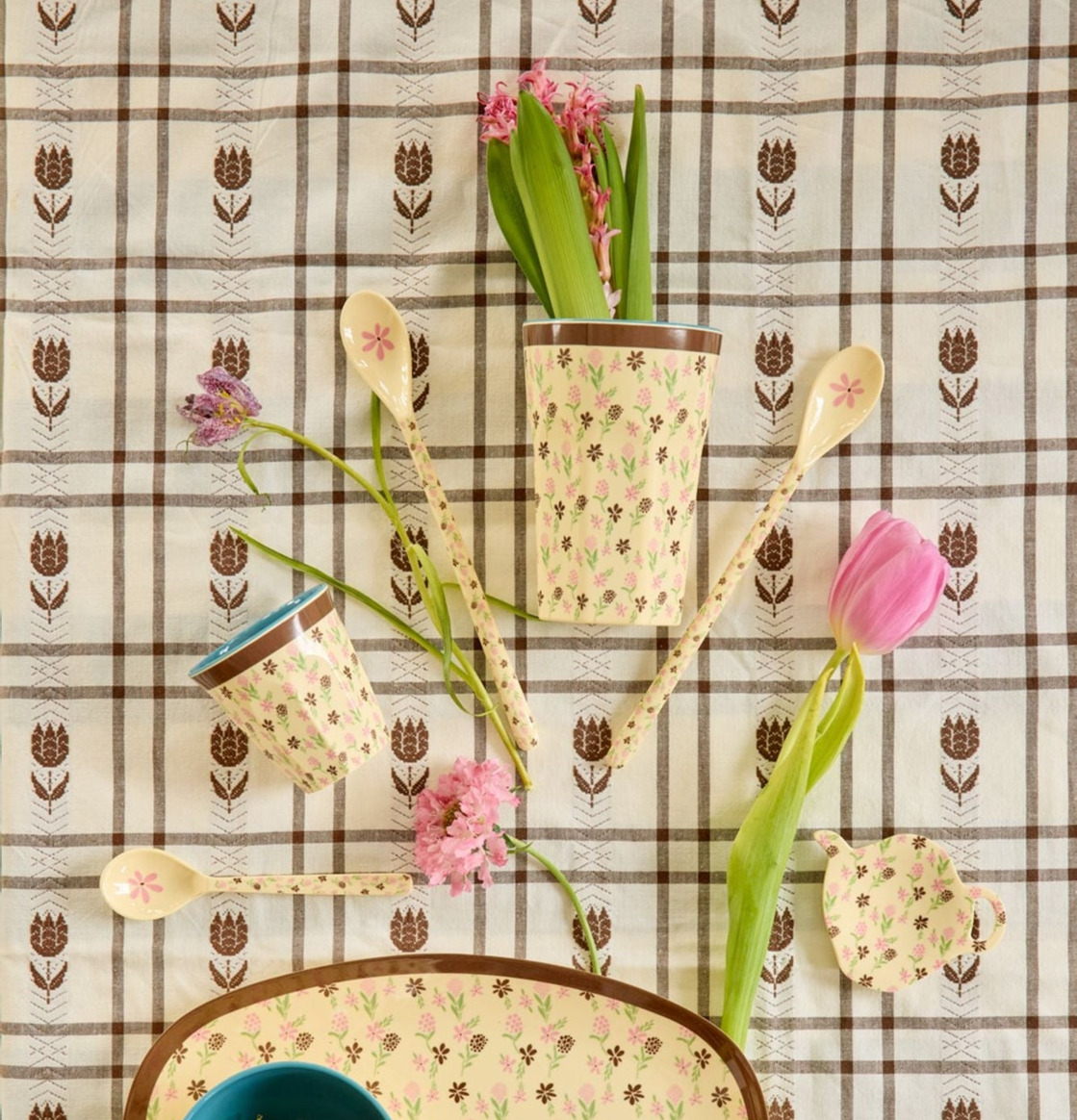 Tallrik Hacienda Flower Print Mugg Latte Melaminmugg Skål Liten Rice Tallrikar Djupa tallrikar (ej skål) Desserttallrikar