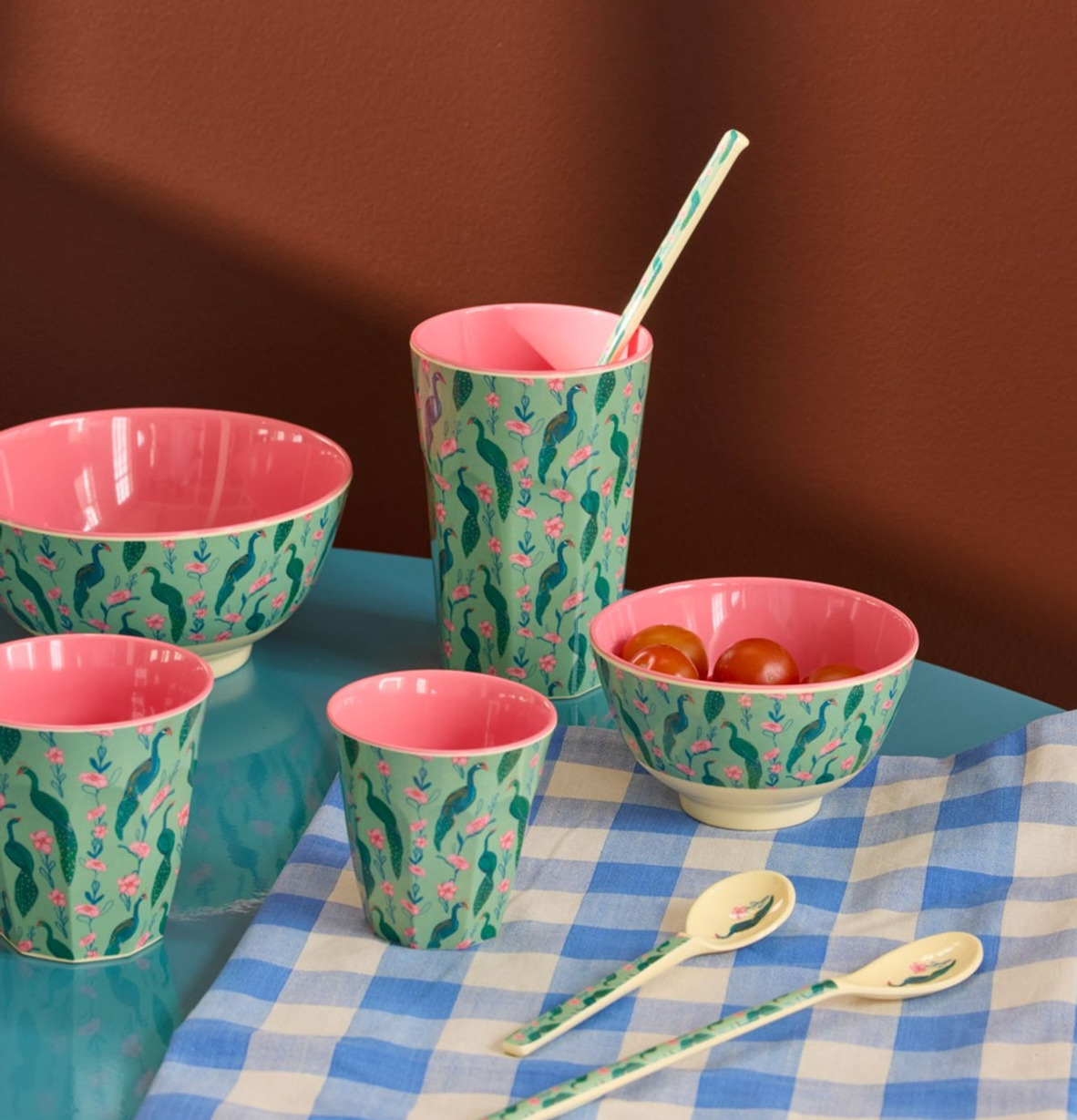 Melaminmugg Peacock Power Print Skål Liten Rice Melaminmuggar Lattemuggar i melamin Melaminkoppar Skålar att äta ur