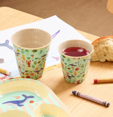 Melaminmugg Blue Ocean Print Rice Melaminmuggar Lattemuggar i melamin Melaminkoppar