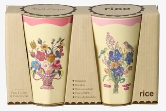 Melaminmugg 2-Pack Pink - Nathalie L'ete Print Rice Melaminmuggar Lattemuggar i melamin Melaminkoppar