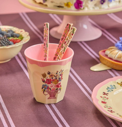 Melaminmugg Pink - Nathalie L'ete Print Rice Melaminmuggar Lattemuggar i melamin Melaminkoppar