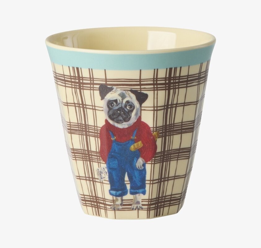 Barnmugg Mops - Nathalie L'ete Print Rice Melaminmuggar Lattemuggar i melamin Melaminkoppar