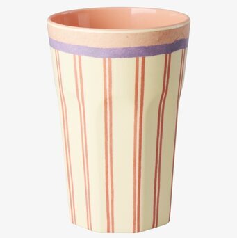 Mugg Latte Stripey Love Print Rice Melaminmuggar Lattemuggar i melamin Melaminkoppar