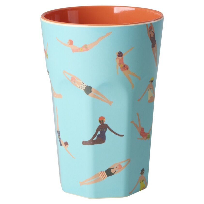 Mugg Latte Retro Swimster Print Rice Melaminmuggar Lattemuggar i melamin Melaminkoppar