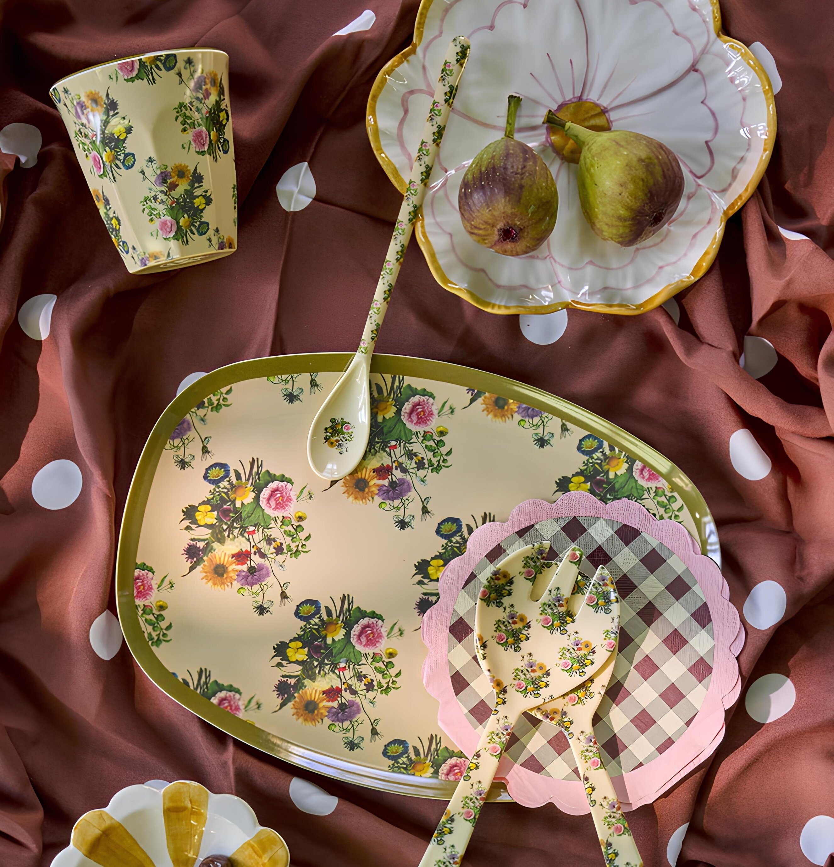 Melaminmugg Retro Bouquet Print Rice Melaminmuggar Lattemuggar i melamin Melaminkoppar