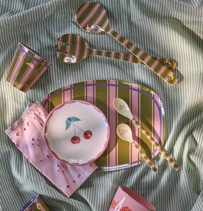 Melaminmugg Stripe Delight Print Rice Melaminmuggar Lattemuggar i melamin Melaminkoppar
