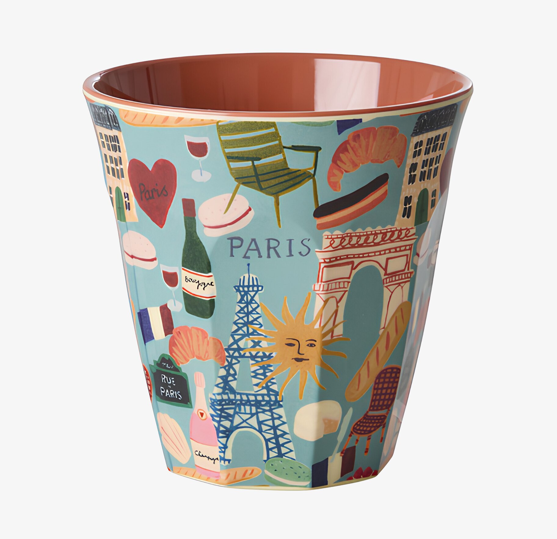 Melaminmugg Paris Mon Amour Print Rice Melaminmuggar Lattemuggar i melamin Melaminkoppar