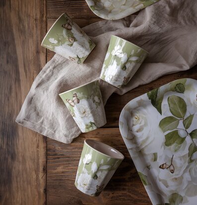 Mugg Hortensia & Butterflies - Majas Cottage Melaminmuggar Lattemuggar i melamin Melaminkoppar