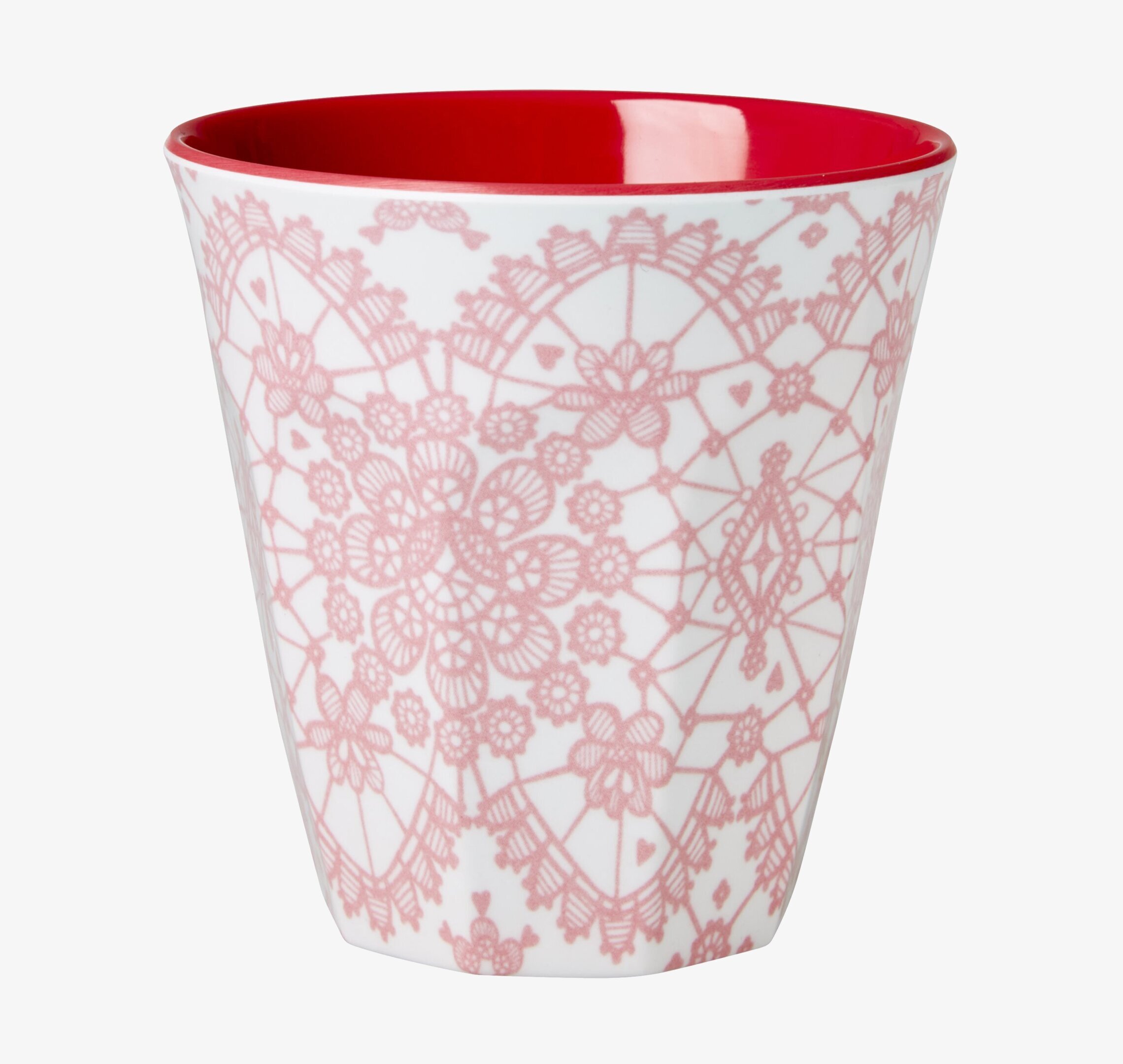 Mugg Lace Print från Rice med spetsmönster och röd insida