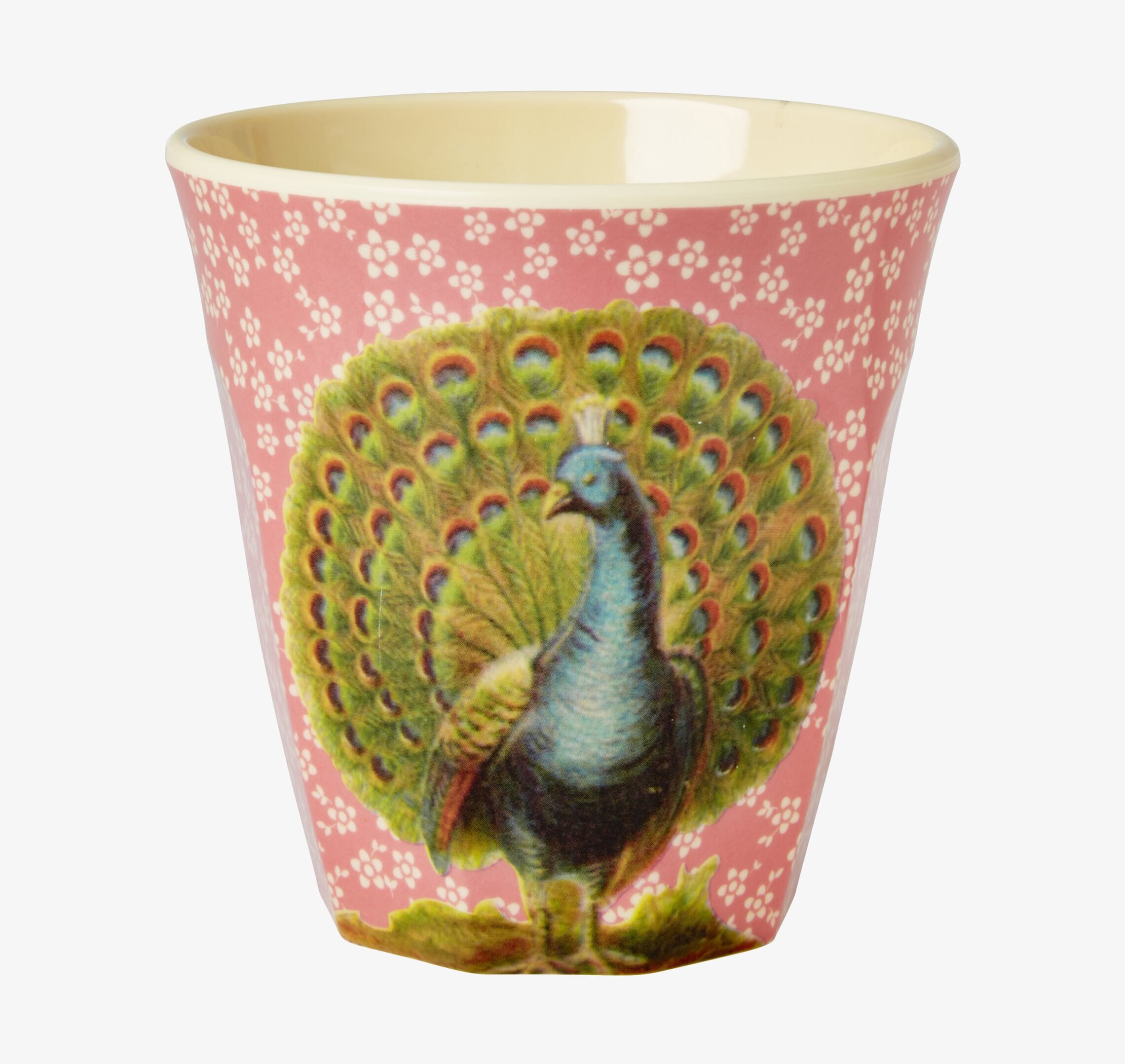 Mugg Peacock Print från Rice med färgstarkt påfågelmotiv