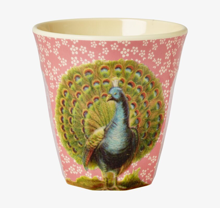 Mugg Peacock Print från Rice med färgstarkt påfågelmotiv