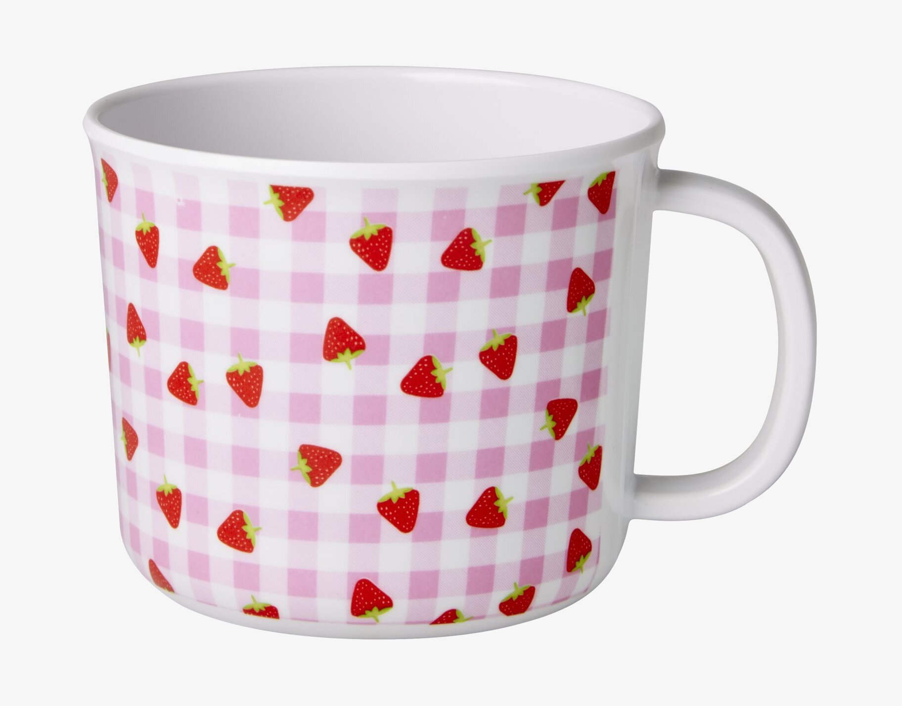 Baby Cup Gingham & Strawberry från Rice med rutmönster och jordgubbar