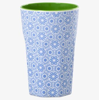 Mugg Latte Blå/Vit Marrakesh från Rice med intrikat mönster