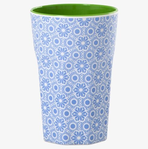 Mugg Latte Blå/Vit Marrakesh från Rice med intrikat mönster