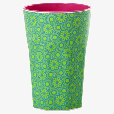 Mugg Latte Grön/Turkos Marrakesh från Rice med blommönster