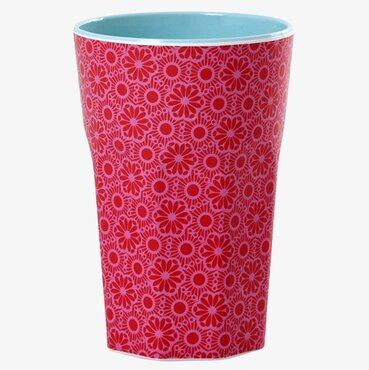 Mugg Latte Röd/Rosa Marrakesh från Rice med blommönster