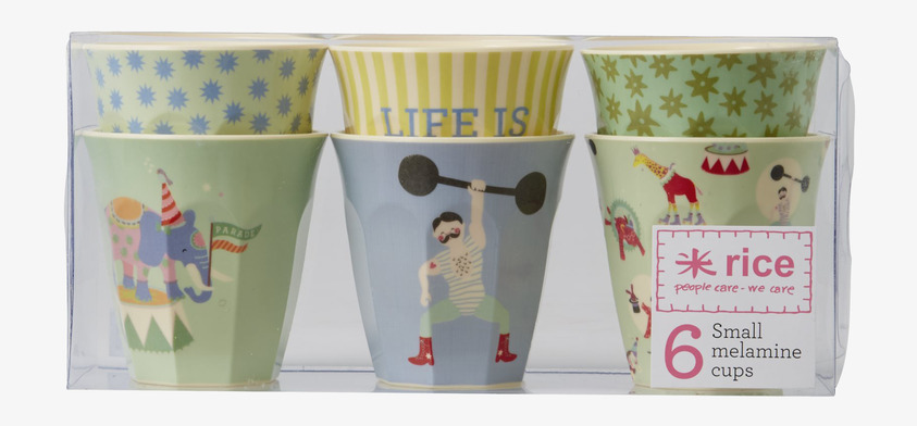 Muggar Circus Print Yellow från Rice i genomskinlig låda