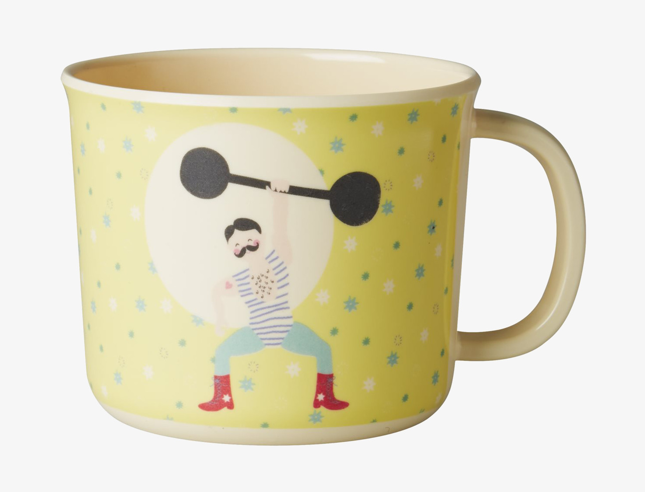Baby Cup Circus Print Yellow från Rice med cirkustema