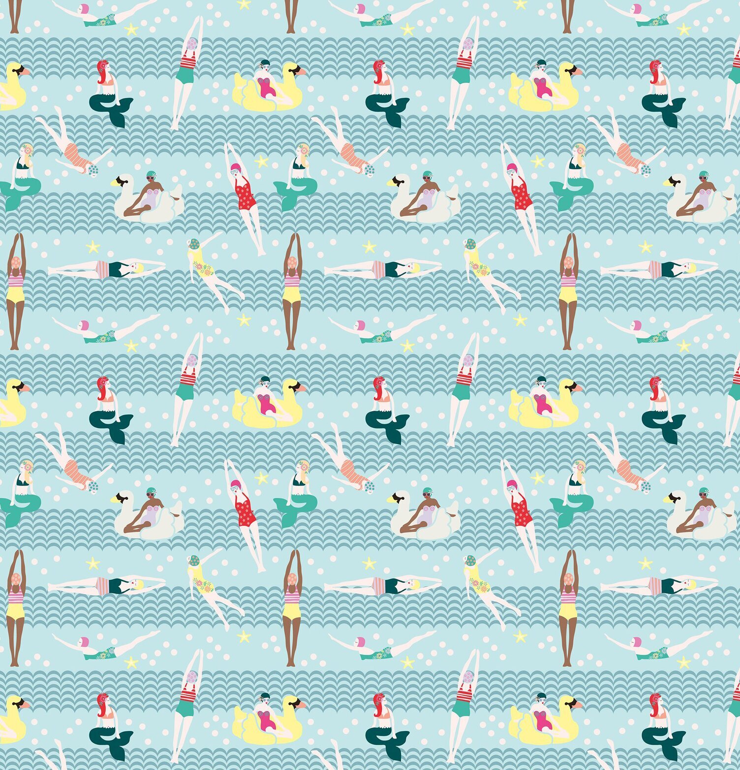 Mugg Swimster Print från Rice med färgglatt somrigt mönster