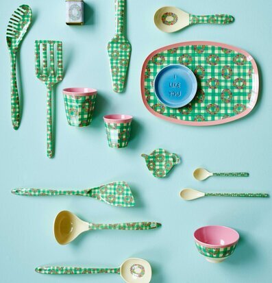 Mugg Vichy Print från Rice med färgglatt mönster och blommor