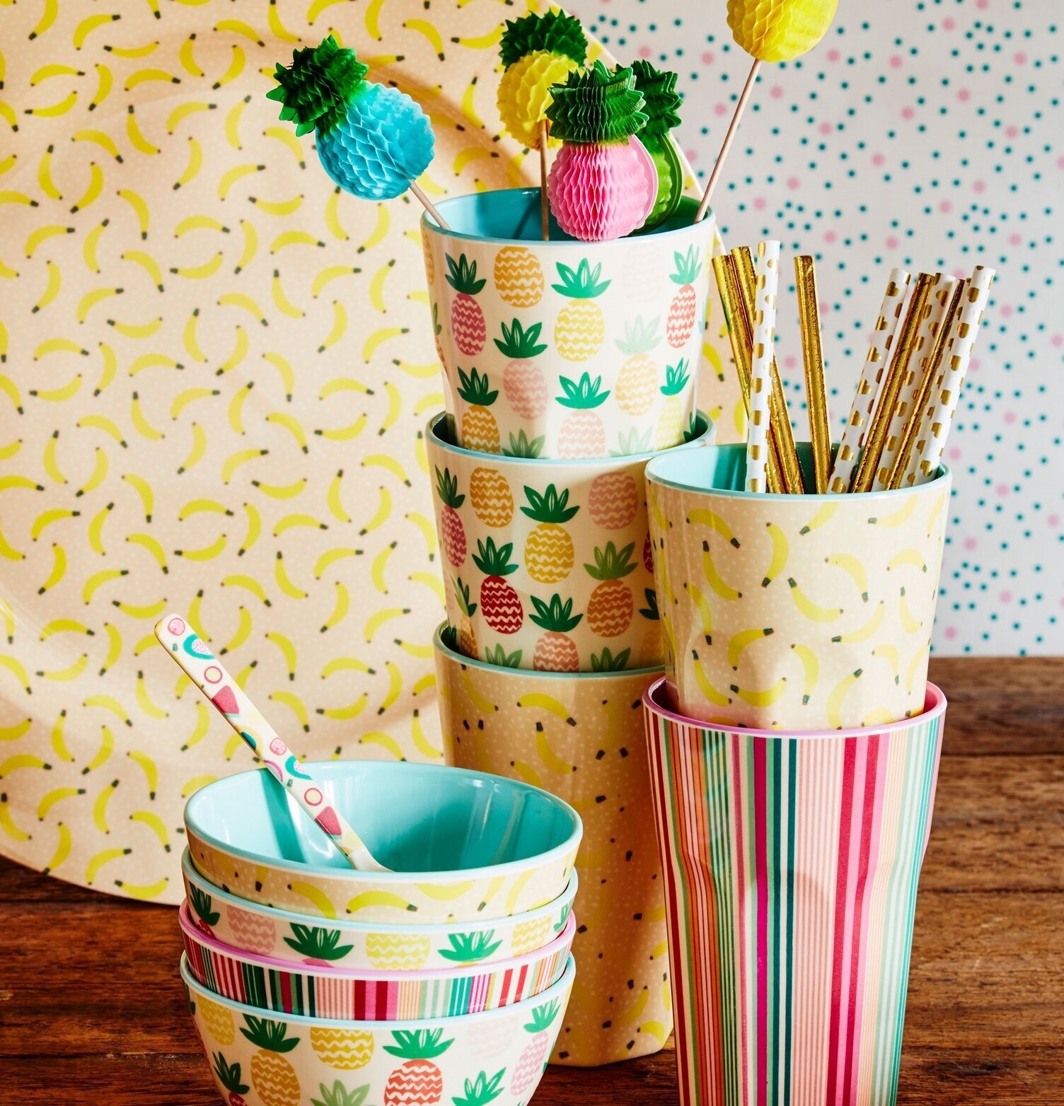 Mugg Latte Stripe Print från Rice med färgglada mönster