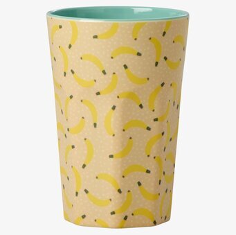Mugg Latte Banana Print från Rice med färgglatt bananmönster
