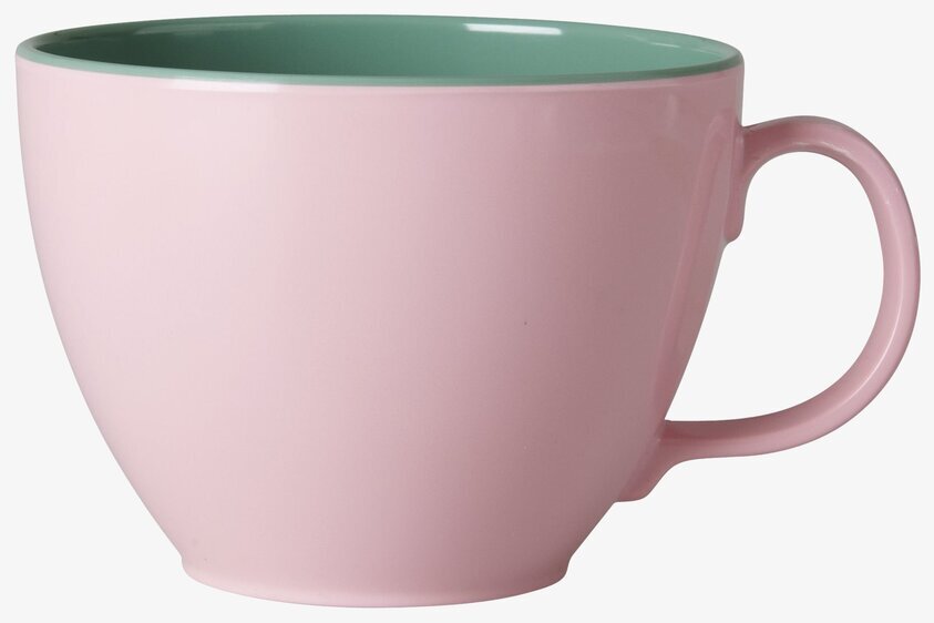 Melamin Jumbomugg Rosa/Oliv från Rice mot vit bakgrund