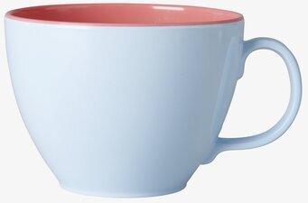 Melamin Jumbomugg Ljusblå/Korall från Rice, stilren och tålig