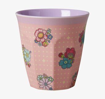 Mugg Flower Stitch Print från Rice med blommor och prickar