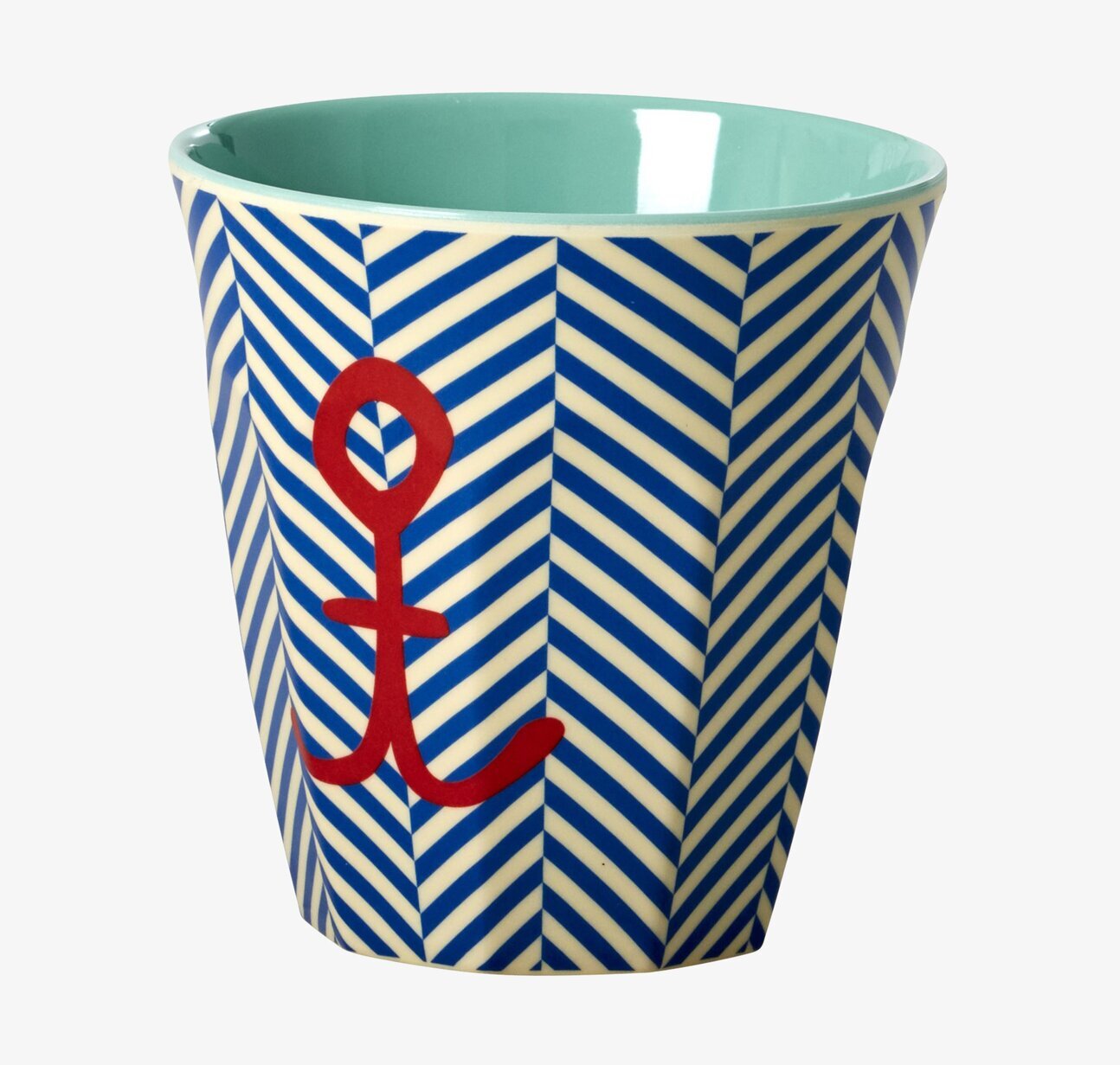 Mugg Sailor Stripe & Anchor Print från Rice på vit bakgrund