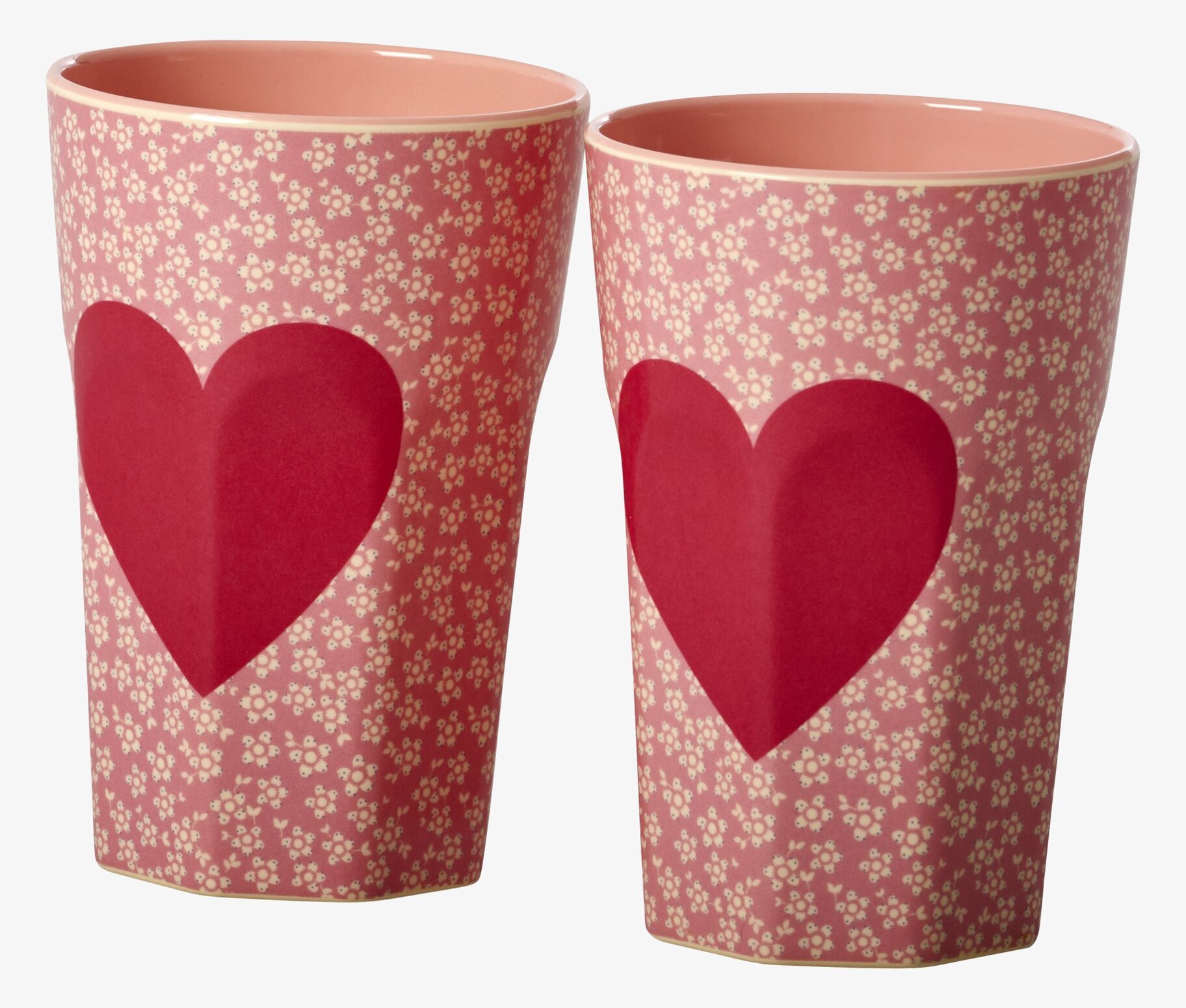 Mugg Latte Heart Print 2-Pack från Rice med hjärtdesign