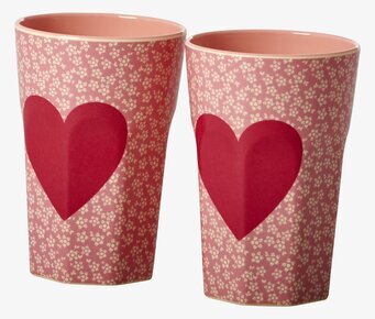 Mugg Latte Heart Print 2-Pack från Rice med hjärtdesign