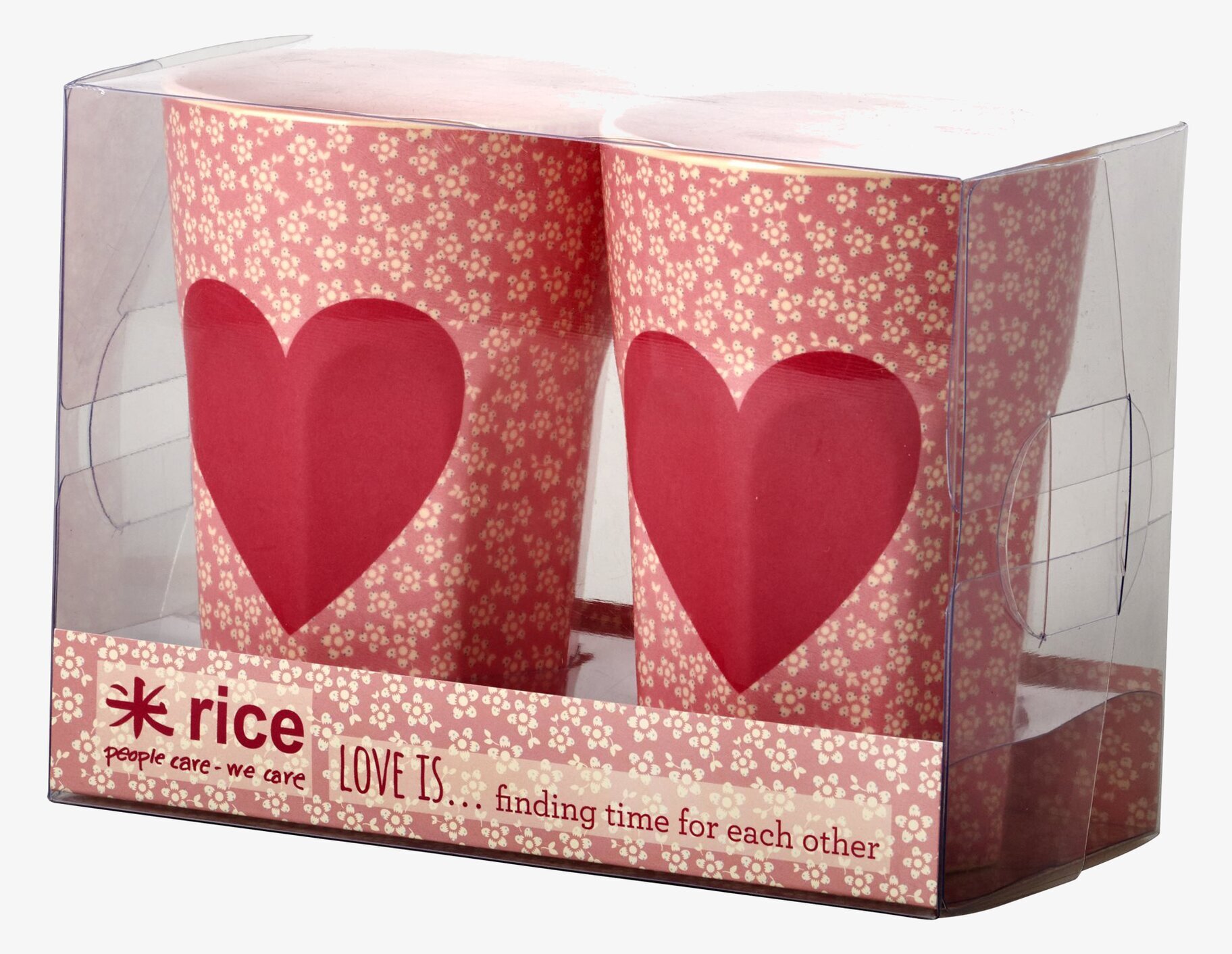 Mugg Latte Heart Print 2-Pack från Rice i plastförpackning