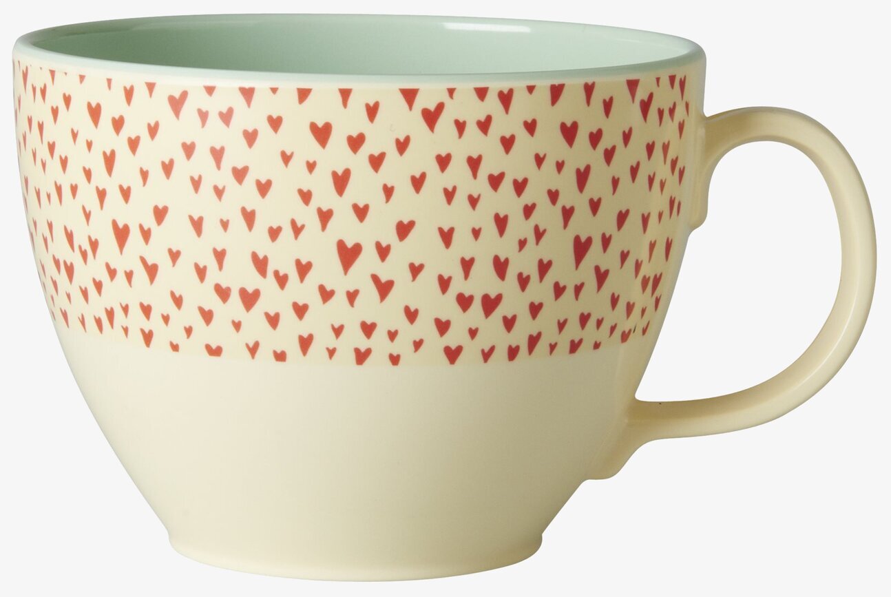 Melamin Jumbomugg Hjärtan från Rice med röda hjärtan