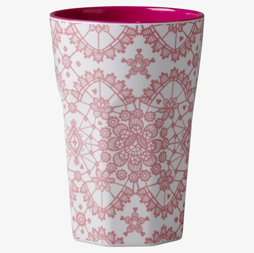 Mugg Latte Coral Lace Print från Rice med spetsmönster