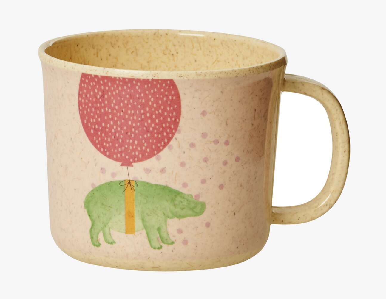 Baby Cup Animal Print från Rice med grön gris och röd ballong