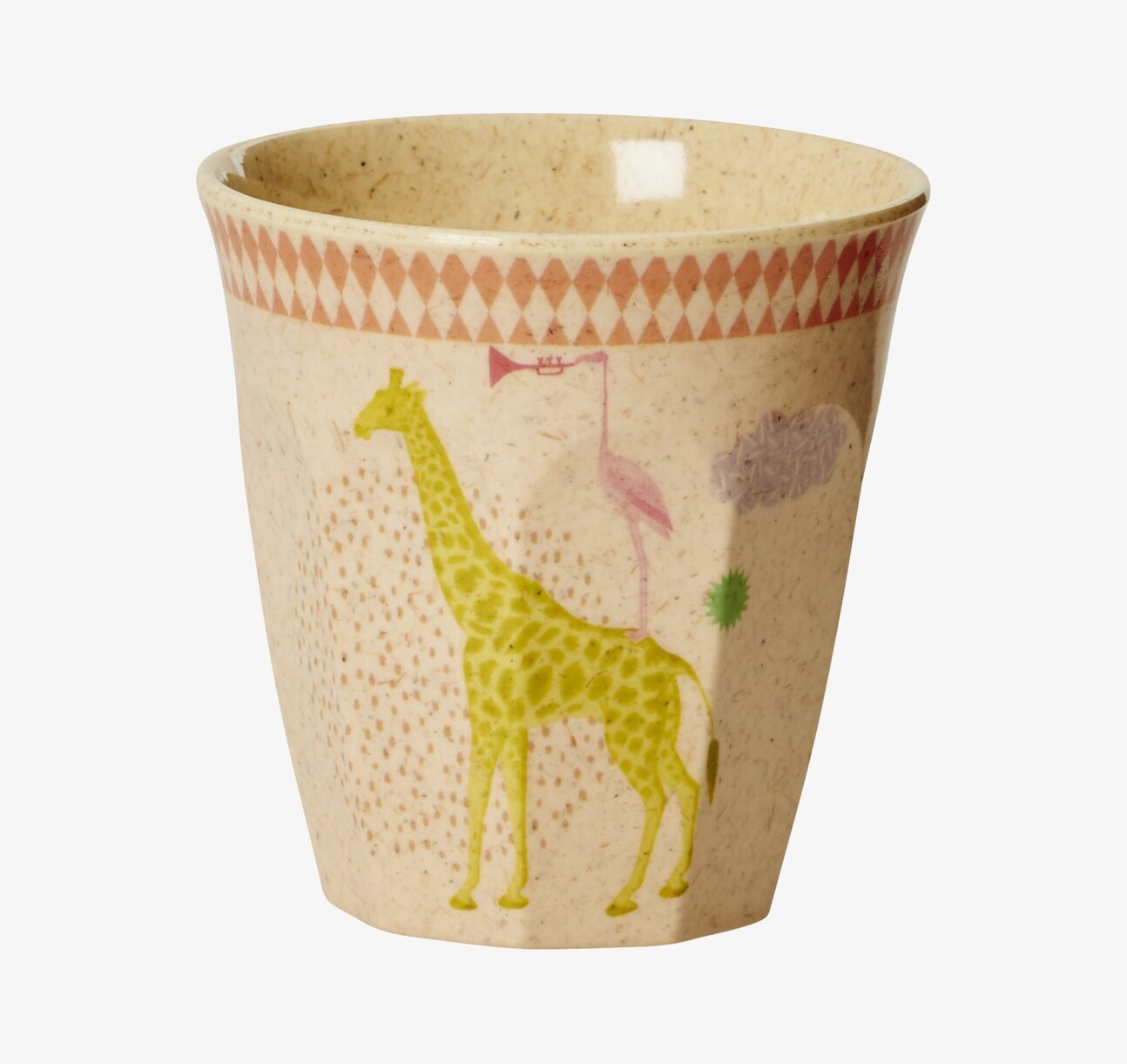 Barnmugg Animal Print från Rice med giraff- och flamingomotiv