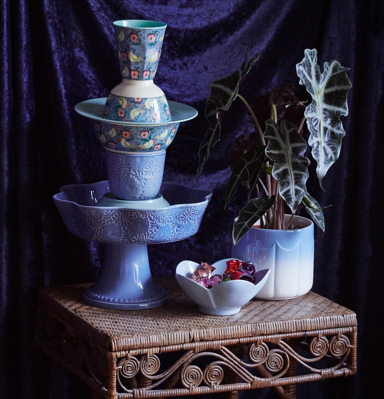 Mugg Bird & Pansy Print från Rice med färgglada mönster