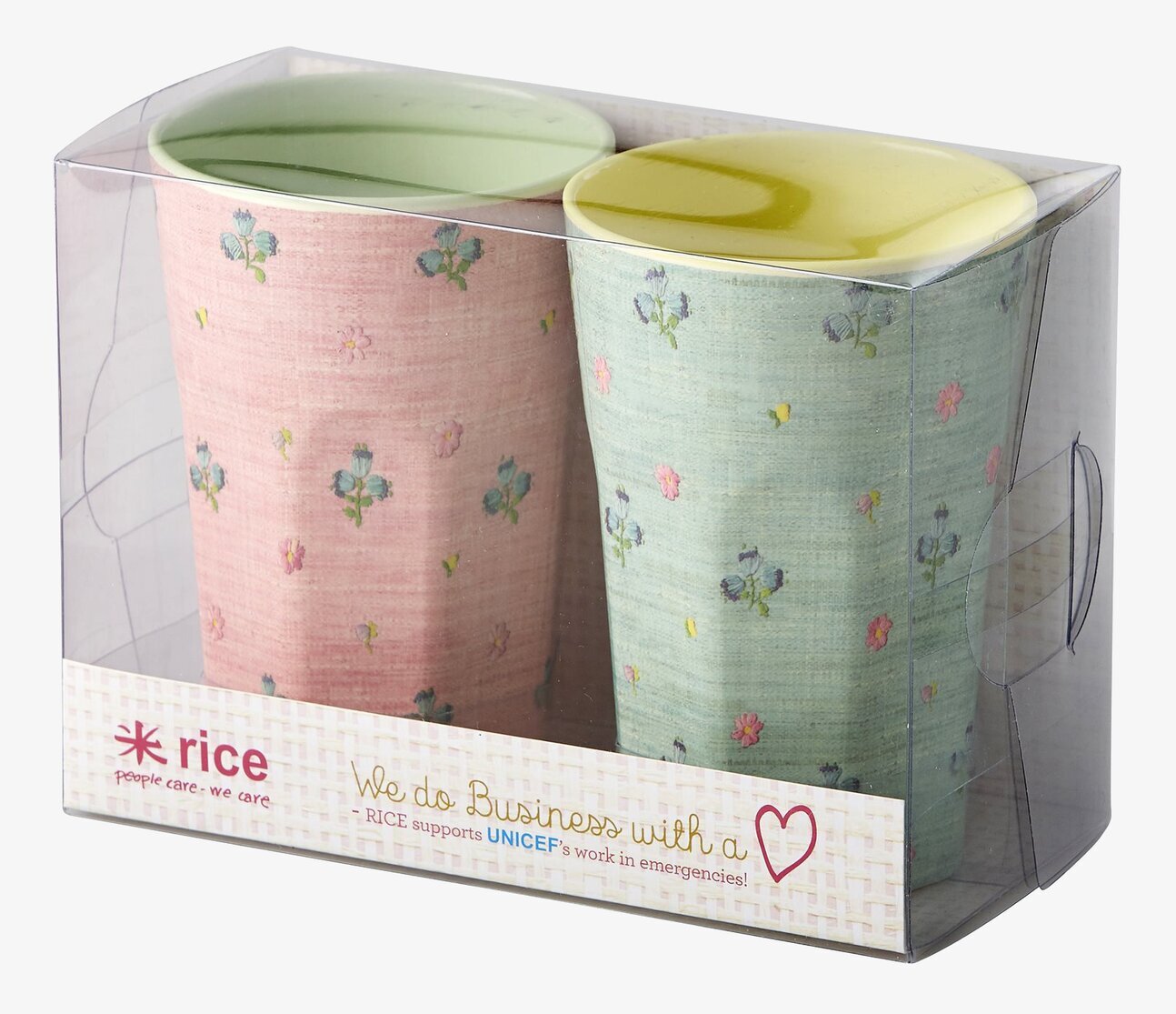 Mugg Latte Raffia Print 2-Pack från Rice i blommigt melamin