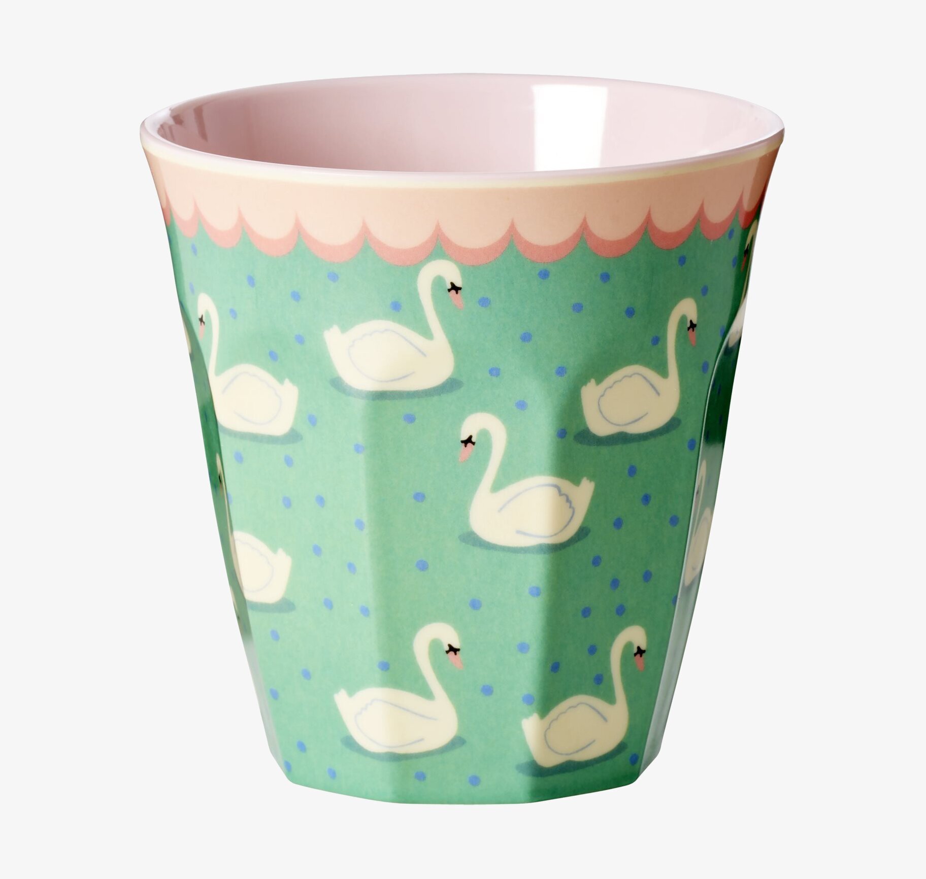Mugg Swan Print från Rice med svanmönster och rosa insida