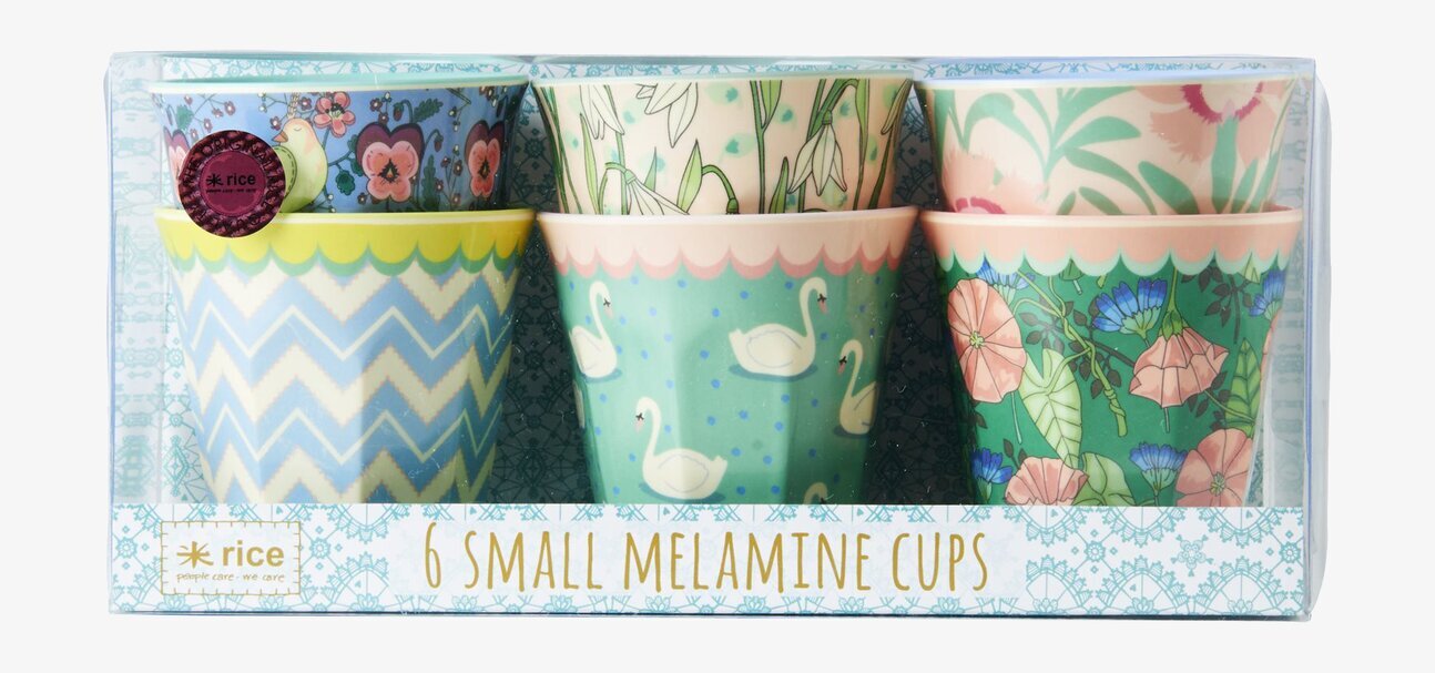 Små Muggar Shine Prints från Rice med färgglada mönster