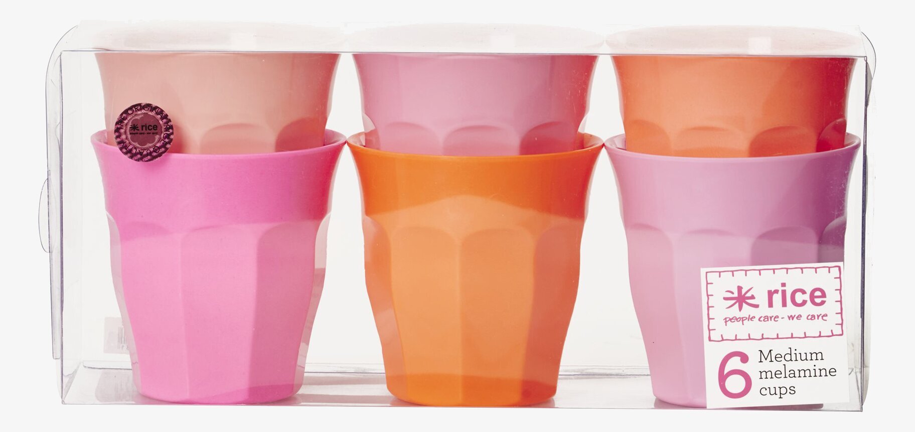 Muggar Rosa/Orange Medium från Rice i genomskinlig förpackning
